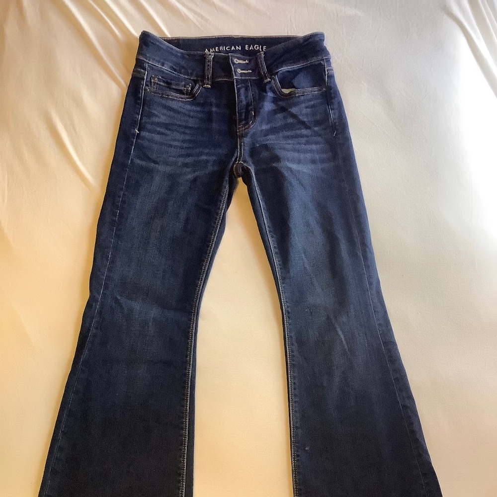 American Eagle Artist Flare Dark Wash Jeans Sz 0 x-short